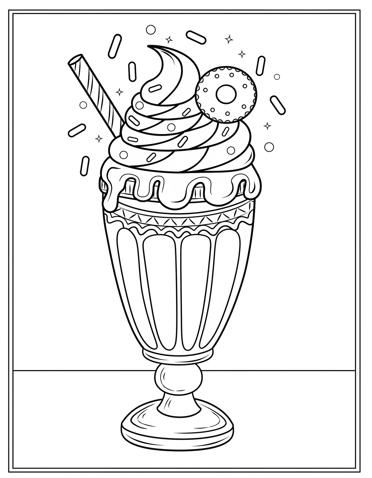 Milkshake Extravagant, Coloriage pâtisserie à imprimer gratuitement
